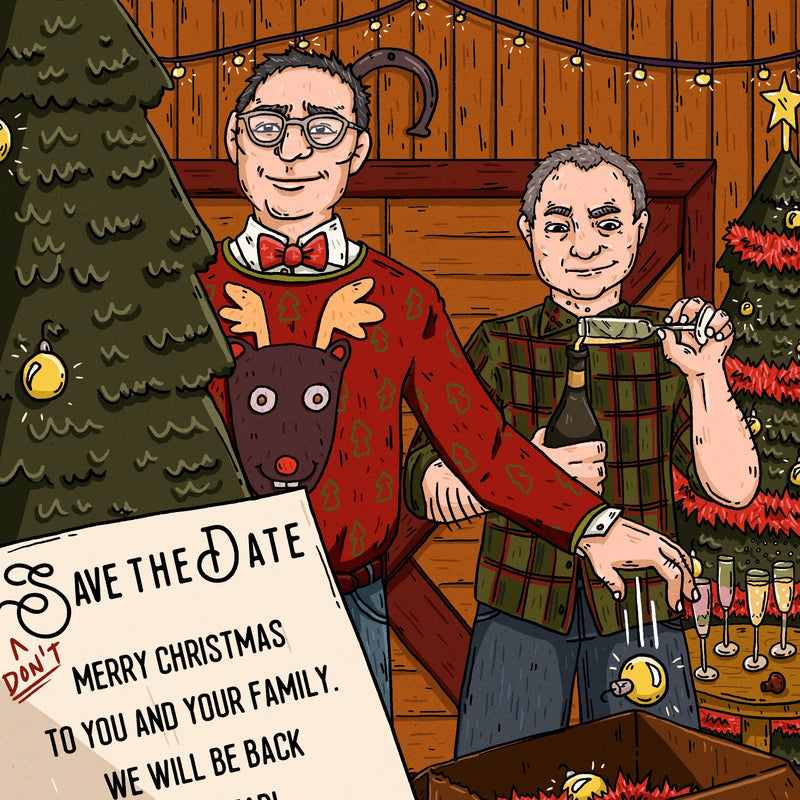 2020 Roger & Jeff's Christmas Party Invite Illustration Design