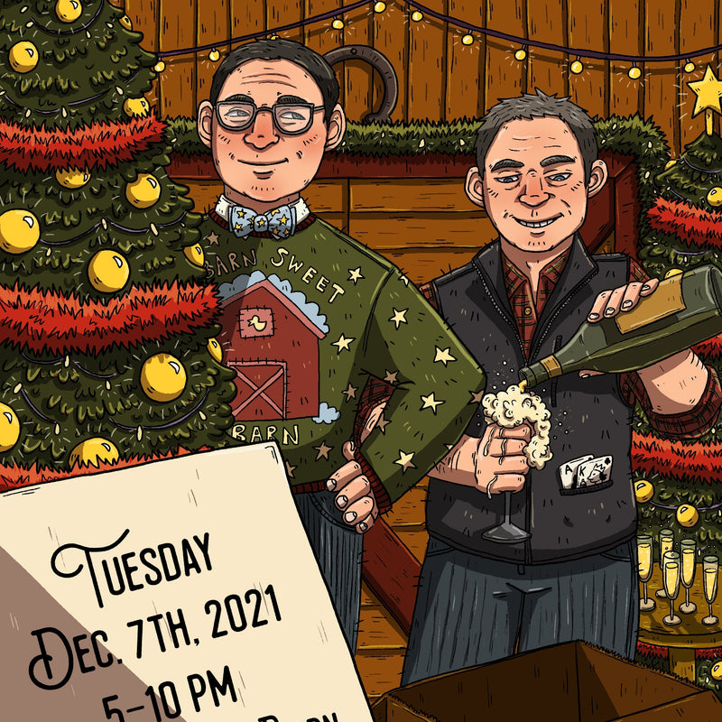 2021 Roger & Jeff's Christmas Party Invite Illustration Design