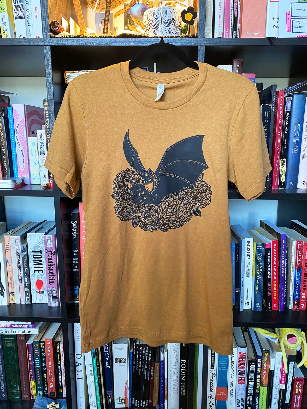 New Bat in Zinnias Shirt