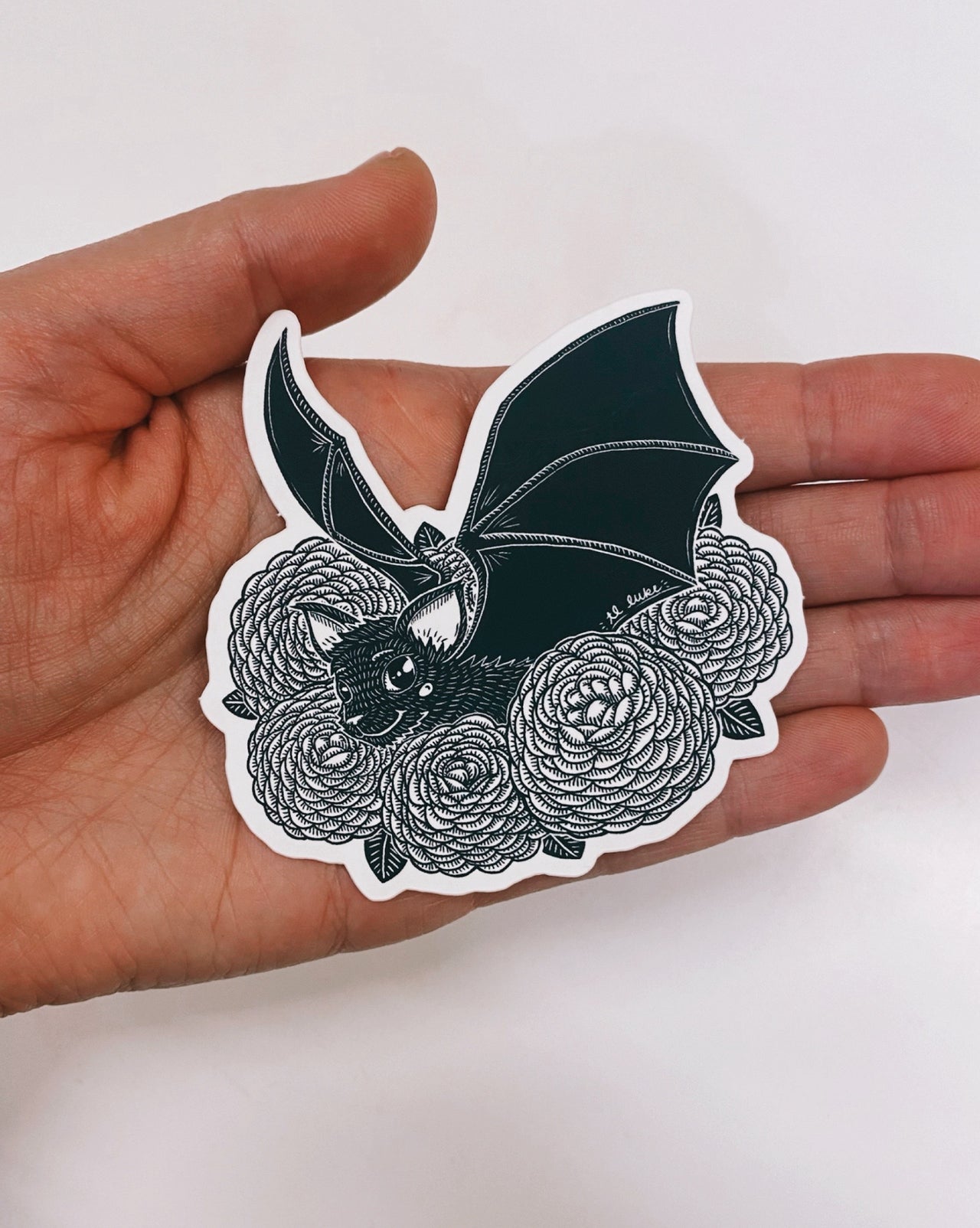 Bat in Zinnias Sticker