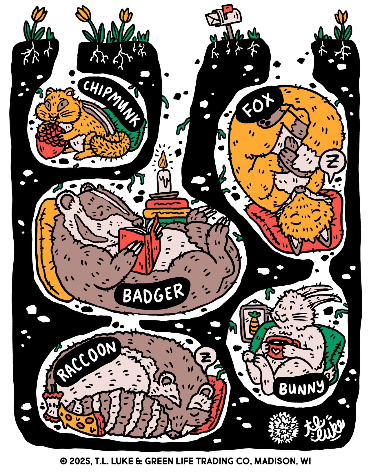 Burrower Friends Print & Postcard