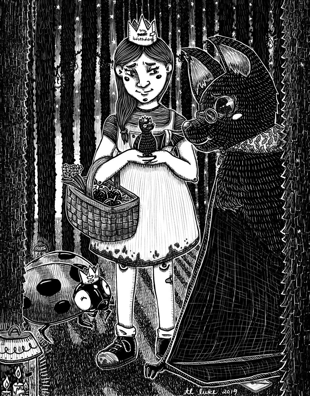 Bats and Birthdays Print & Postcard - T.L. Luke Art