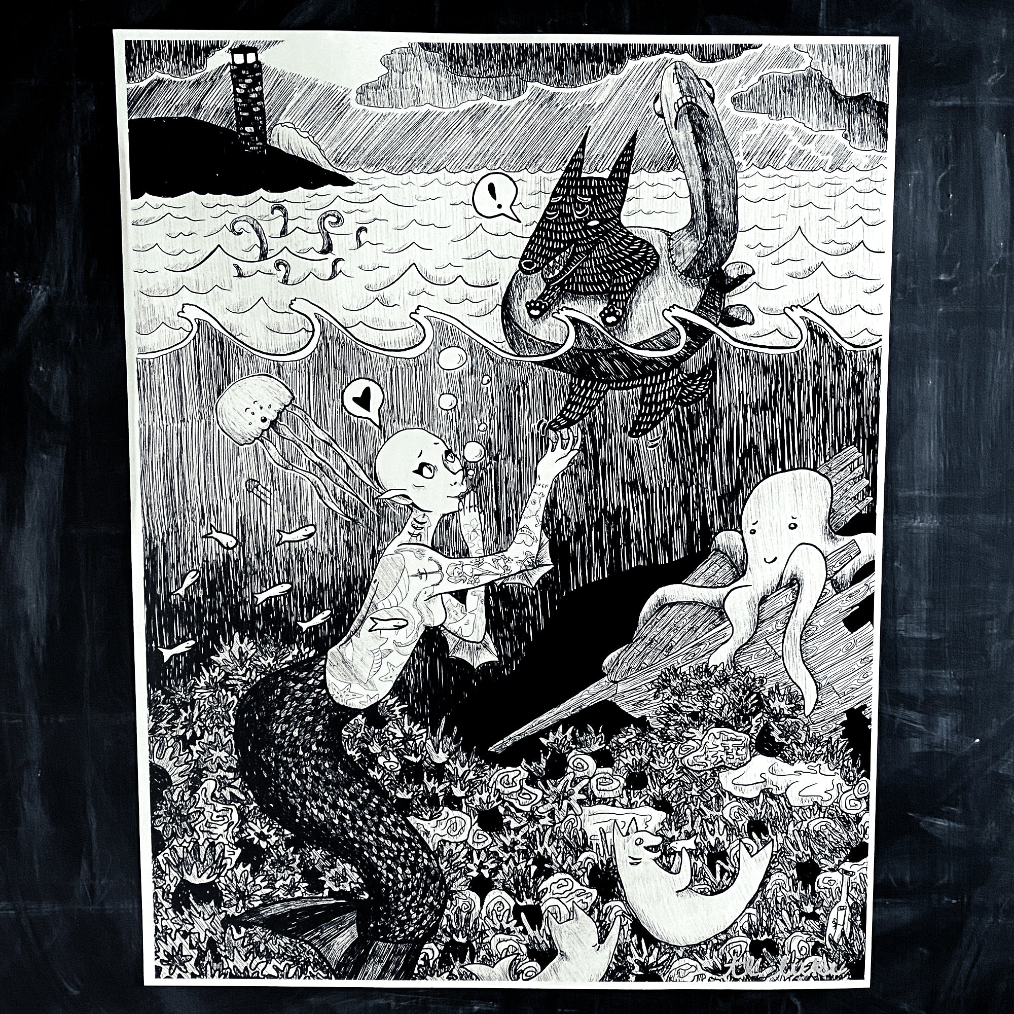 Tickled Print & Postcard - T.L. Luke Art