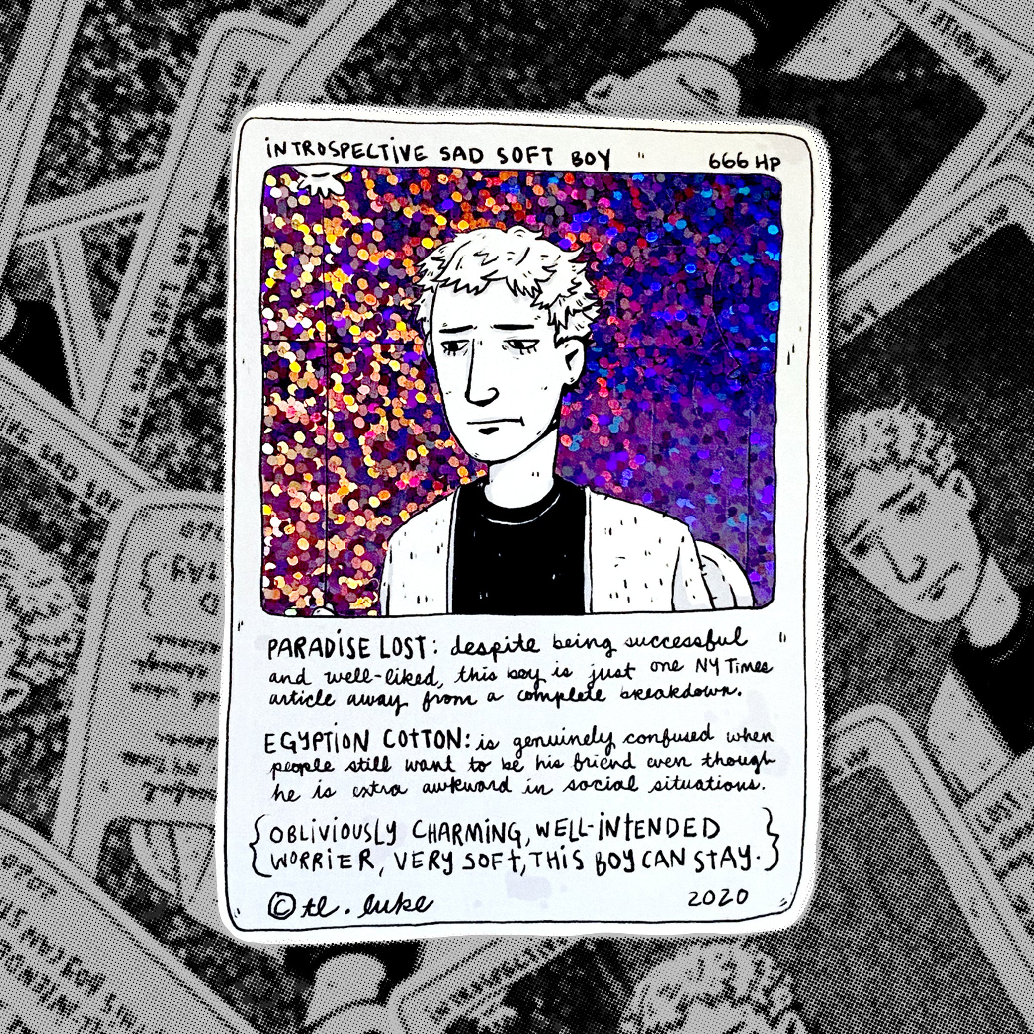 Introspective Sad Soft Boy Sticker - T.L. Luke Art